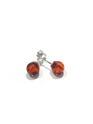 Amber Ball Post Earrings