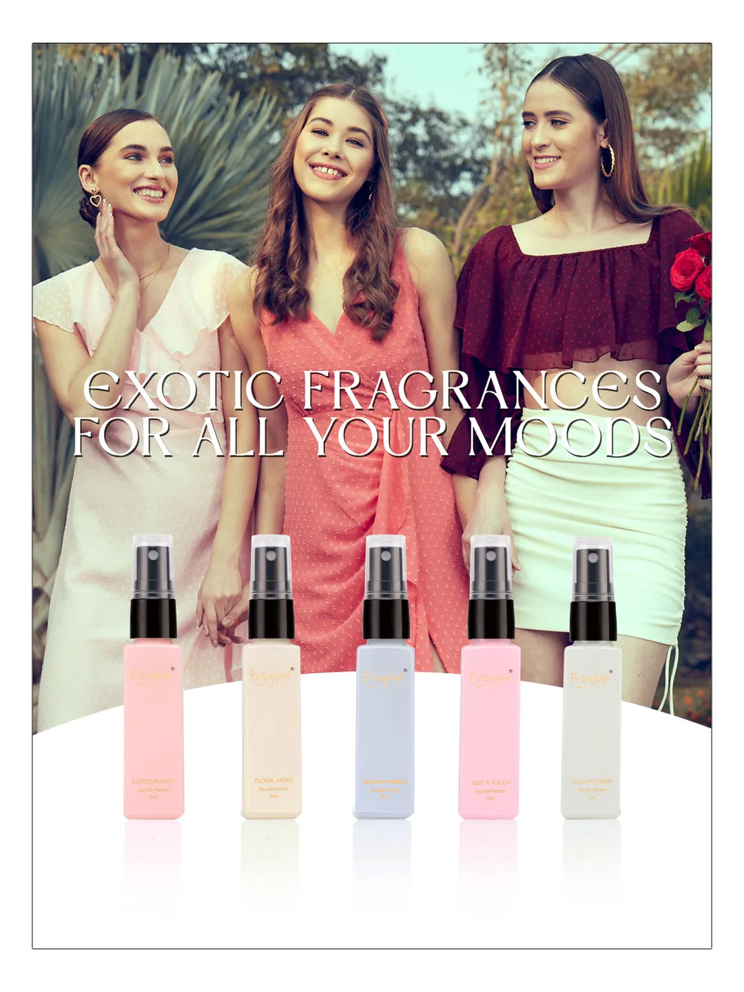 Berrylush Women Set of 5 Eau De Parfum Long Lasting Perfumes - 8ml