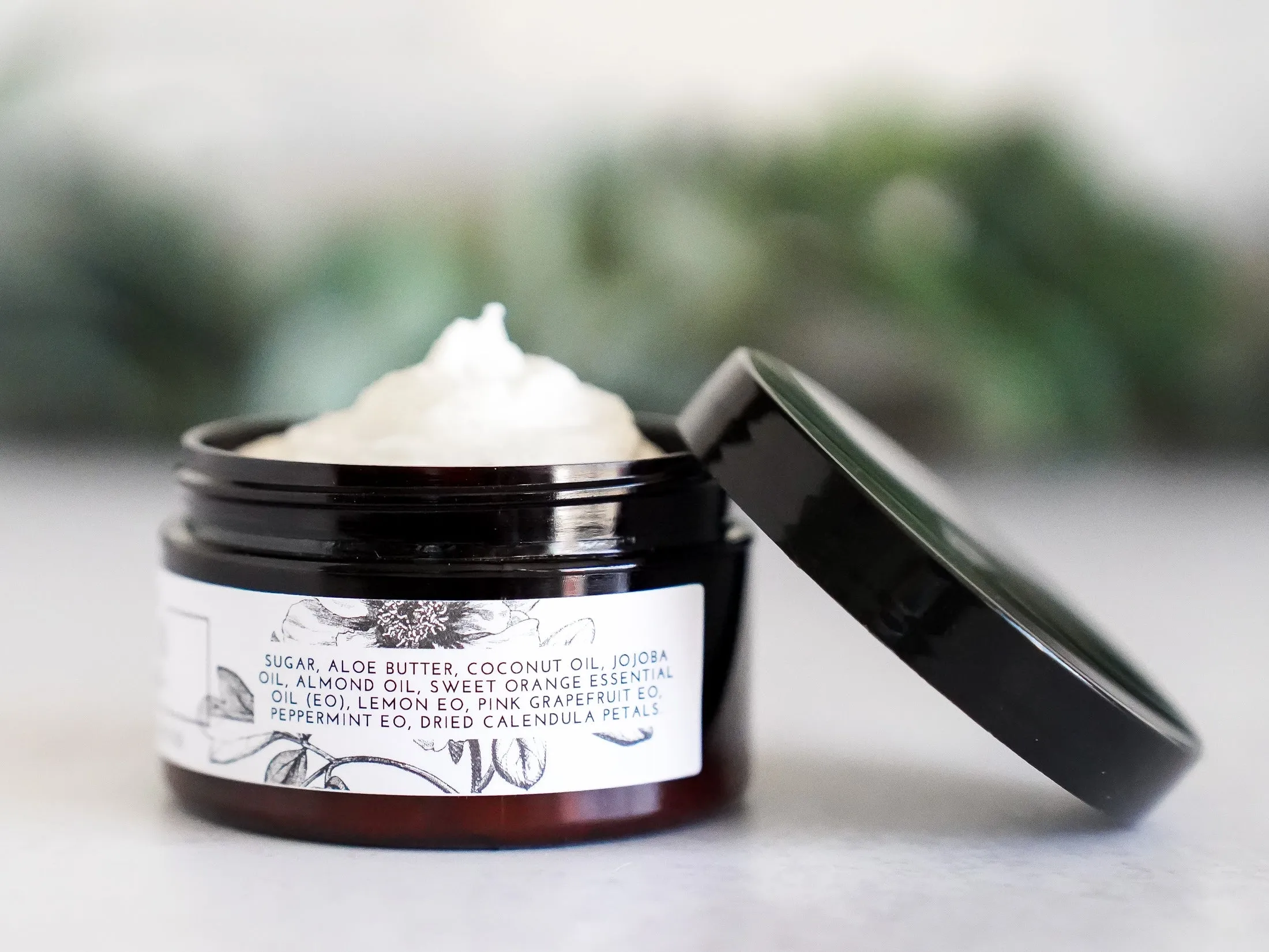 Large Citrus Mint Sugar Scrub - Essential Oil Body Scrub 4oz jar