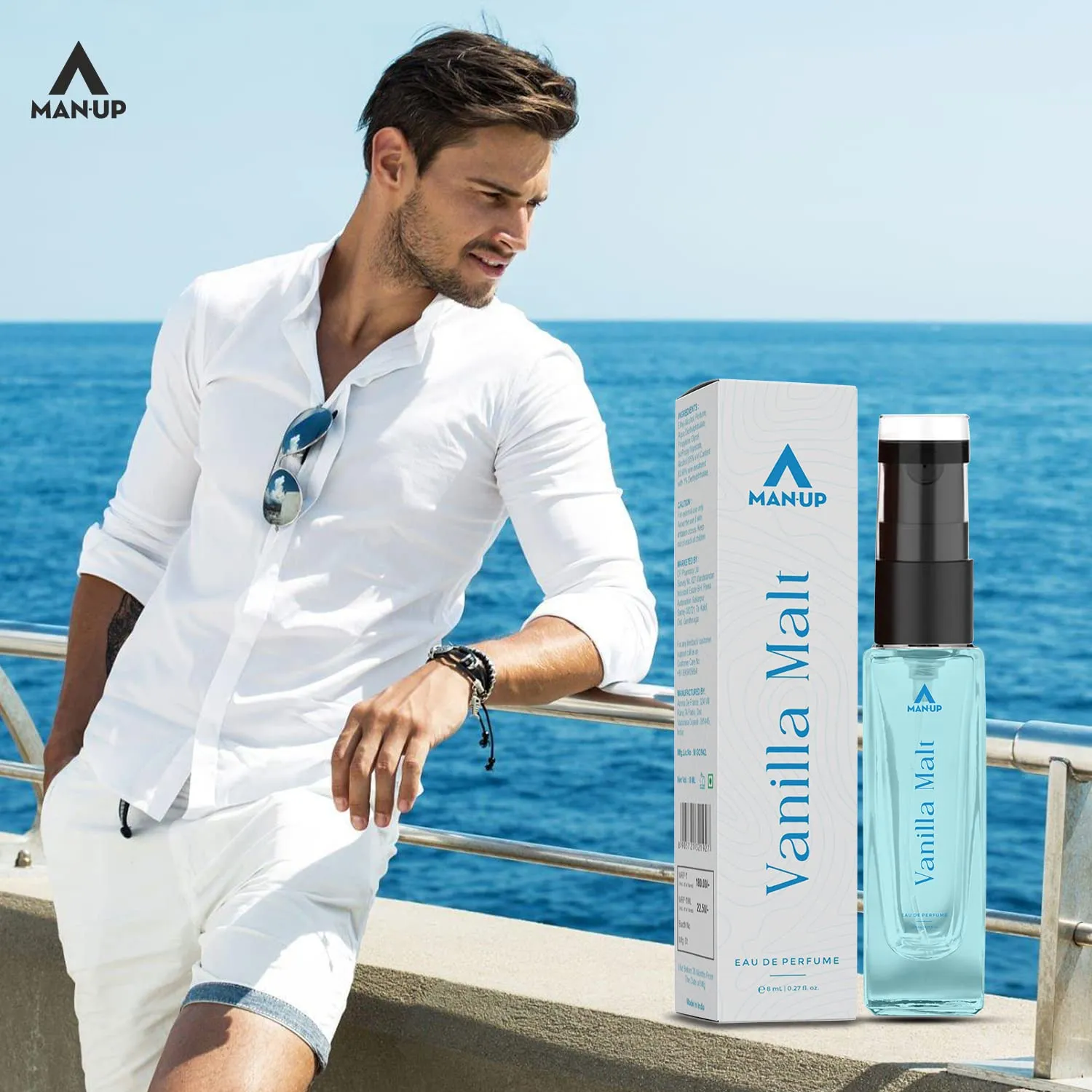 Man-Up Vanilla Malt Perfume For Men | Eau De Perfume | Premium Long Lasting Fresh, Refreshing & Energising Fragrance Perfume | Celebrating Every Special Occasion - 8ml (Pack of 2)
