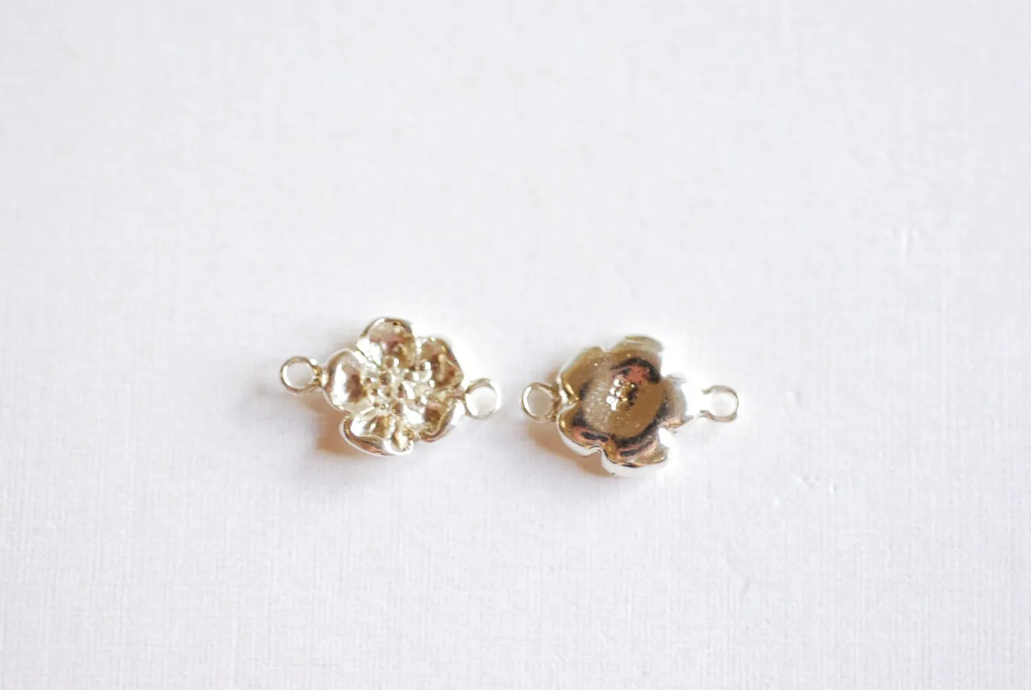 Pink Rose Wholesale Gold Vermeil Hawaiian Plumeria Flower Connector- 18k gold over sterling silver, Gold Flower Connector, Daisy, Calla Lilly, 118