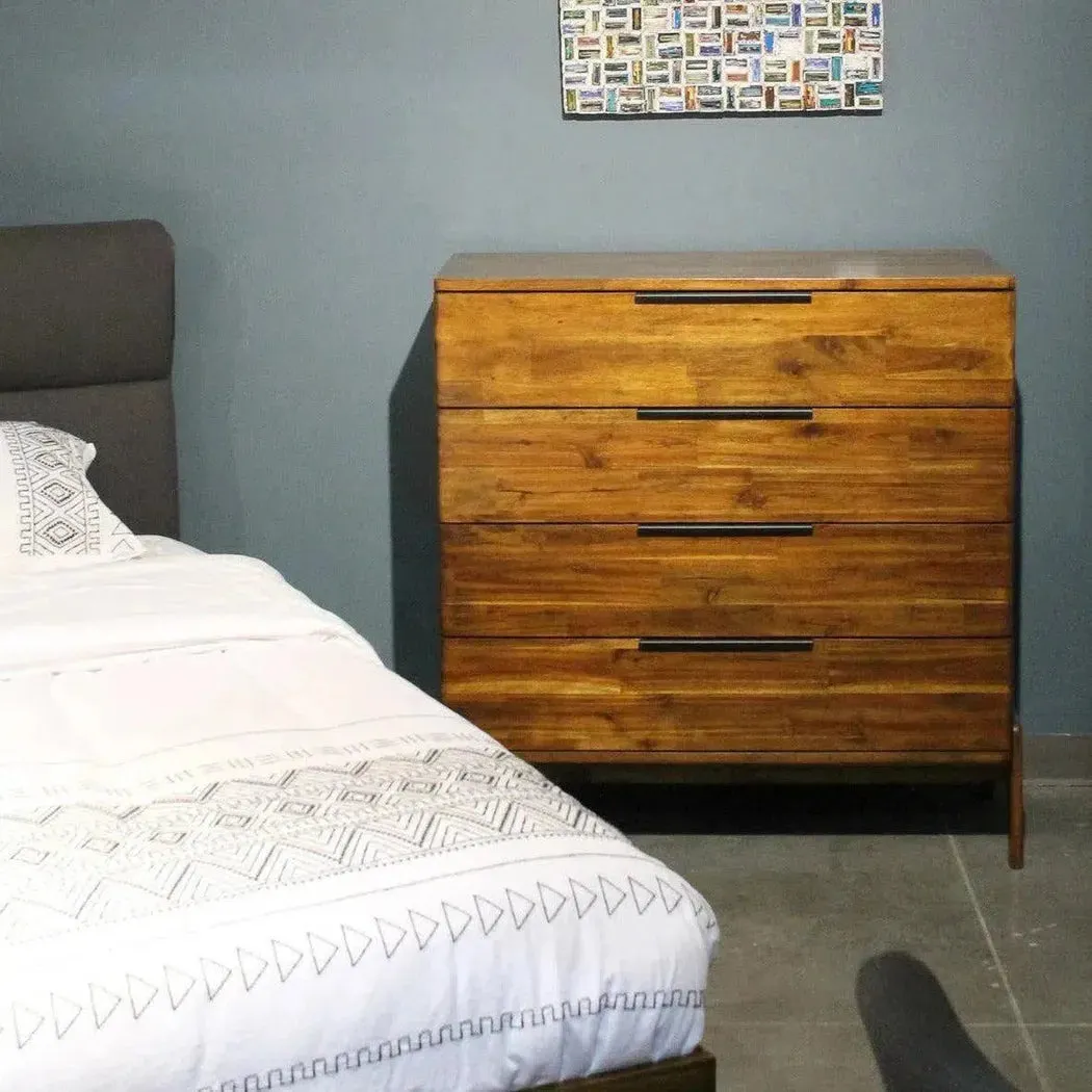 Rustic Brown Solid Wood Frame Remix 4 Drawer Chest