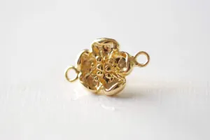 Shiny Vermeil Wholesale Gold Hawaiian Plumeria Flower Connector- 18k gold plated over sterling silver, Gold Flower Connector, Daisy, Calla Lilly, 118
