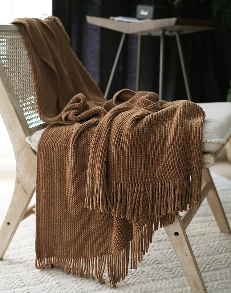 Solid Color Knitted Throw