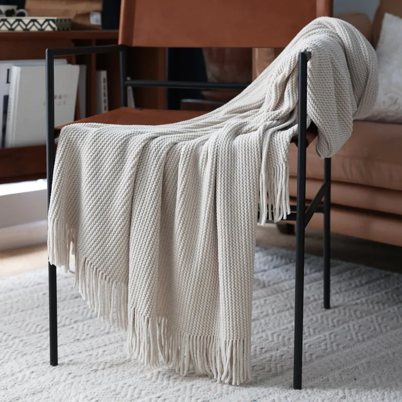 Solid Color Knitted Throw