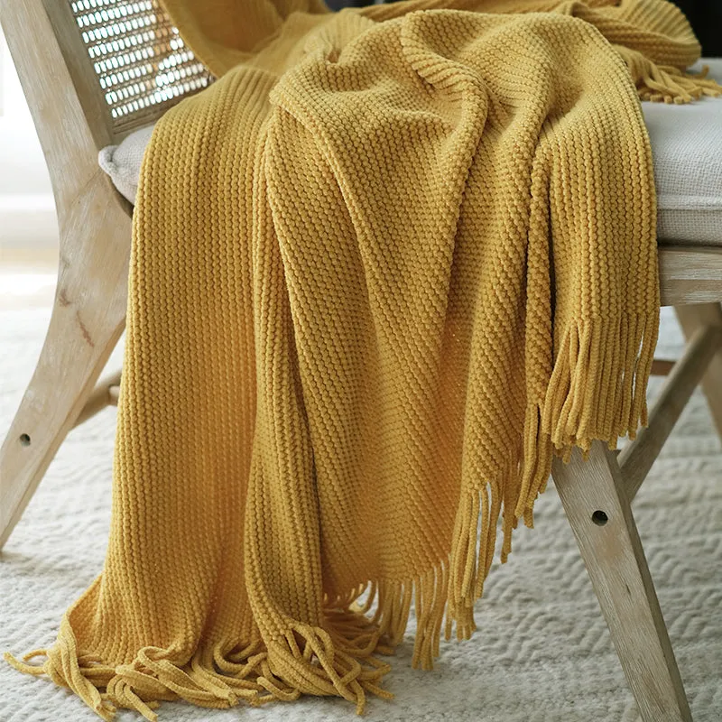 Solid Color Knitted Throw