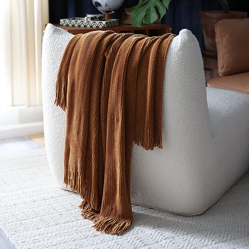 Solid Color Knitted Throw