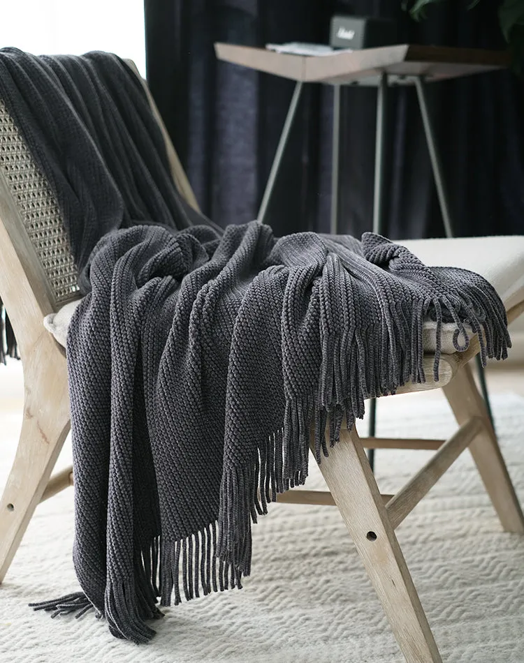 Solid Color Knitted Throw