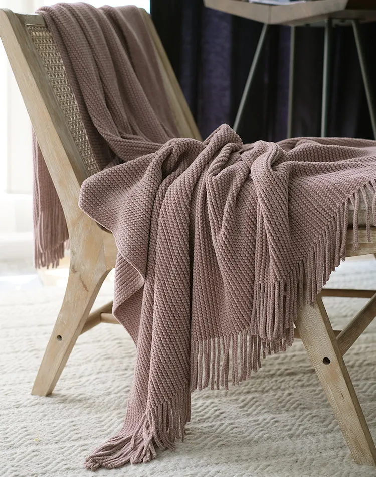 Solid Color Knitted Throw