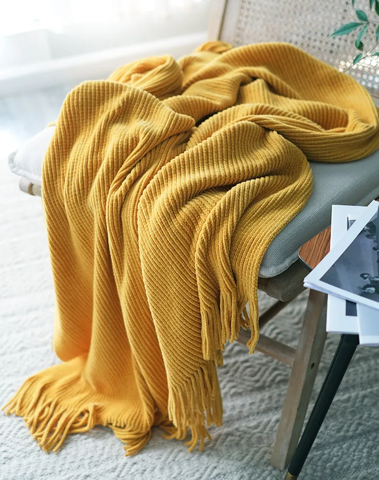 Solid Color Knitted Throw