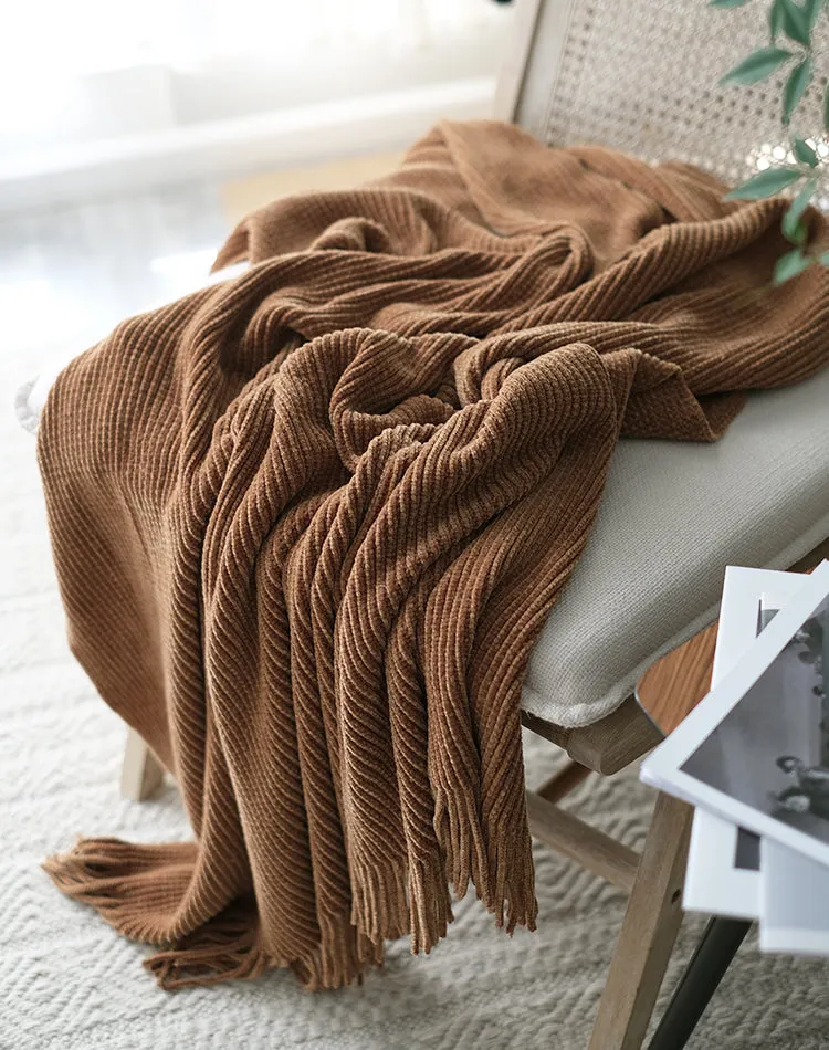 Solid Color Knitted Throw