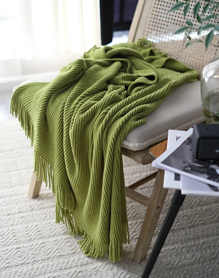 Solid Color Knitted Throw