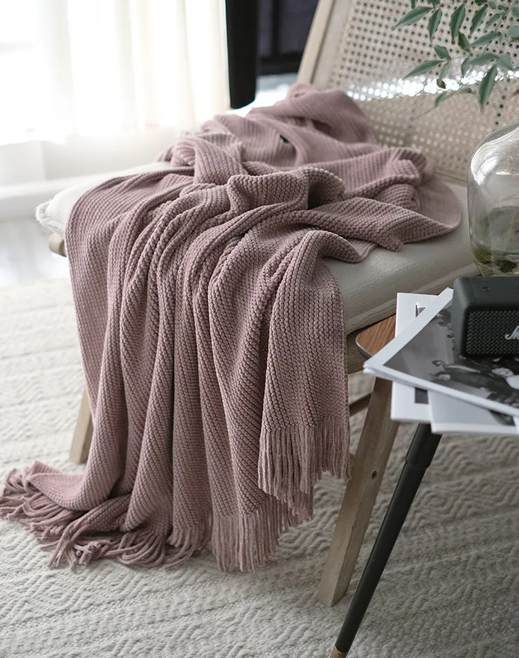 Solid Color Knitted Throw