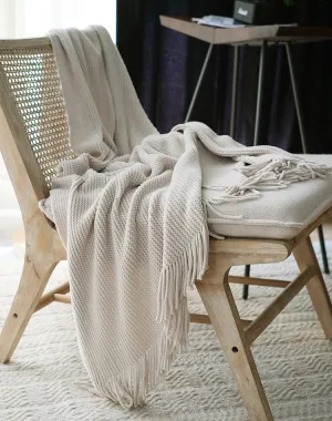 Solid Color Knitted Throw