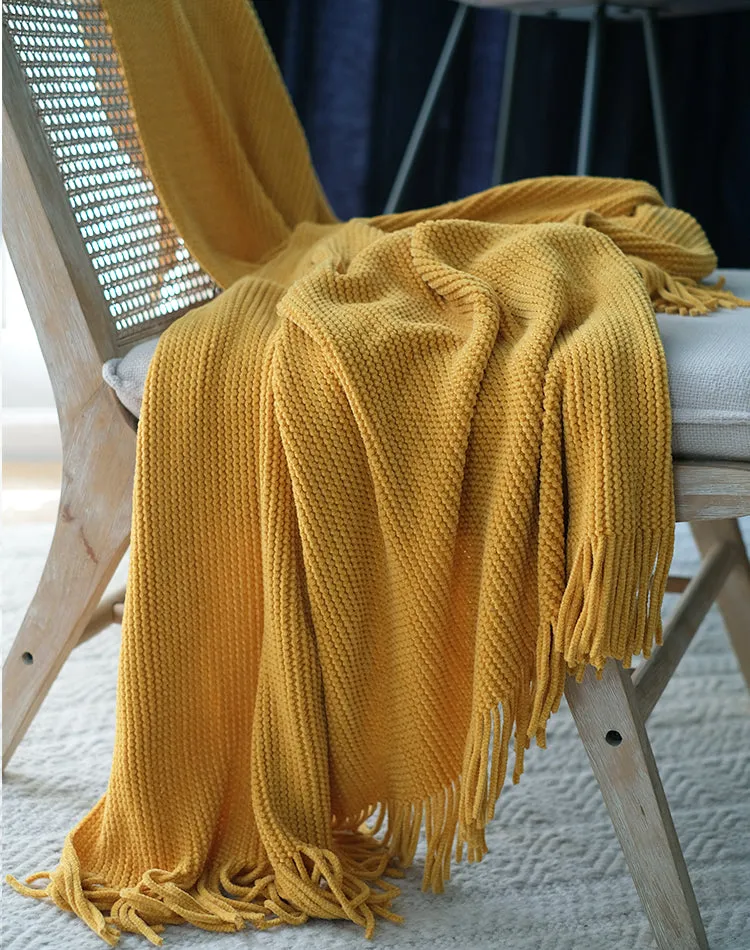 Solid Color Knitted Throw