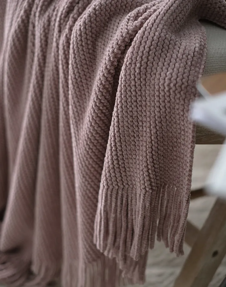 Solid Color Knitted Throw
