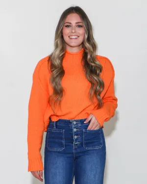 Solid Knit Oversized Sweater in Orange