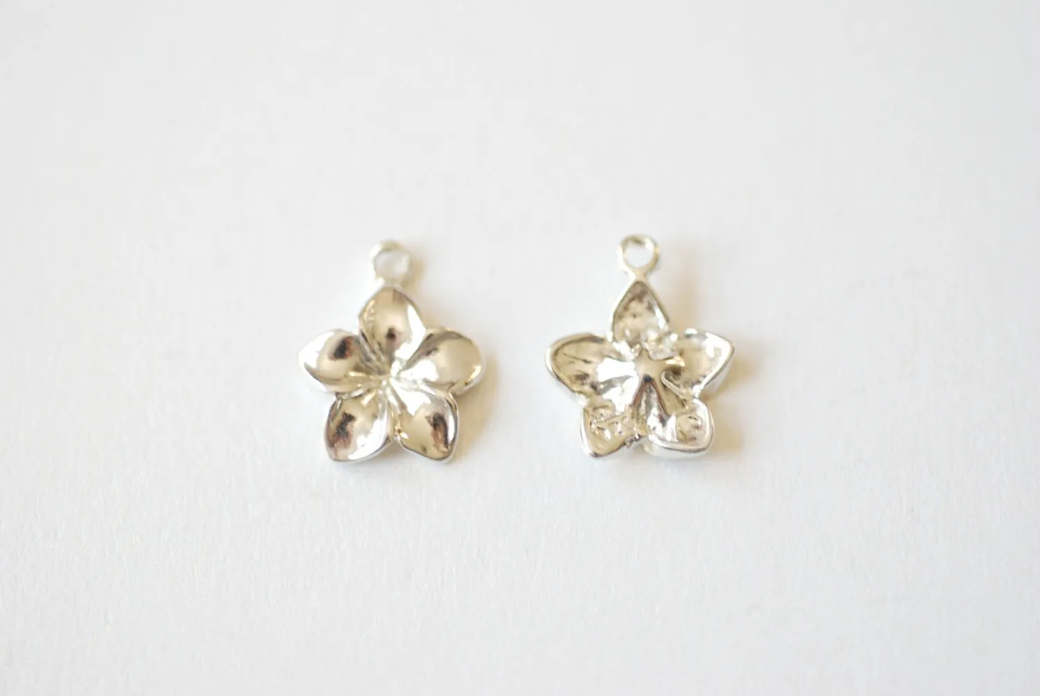 Sterling Silver Wholesale Plumeria Hawaiian Flower Charm - 925 silver, tropical flower pendant, Small Hibiscus Plumeria Charm, Silver Hawaiian Flower