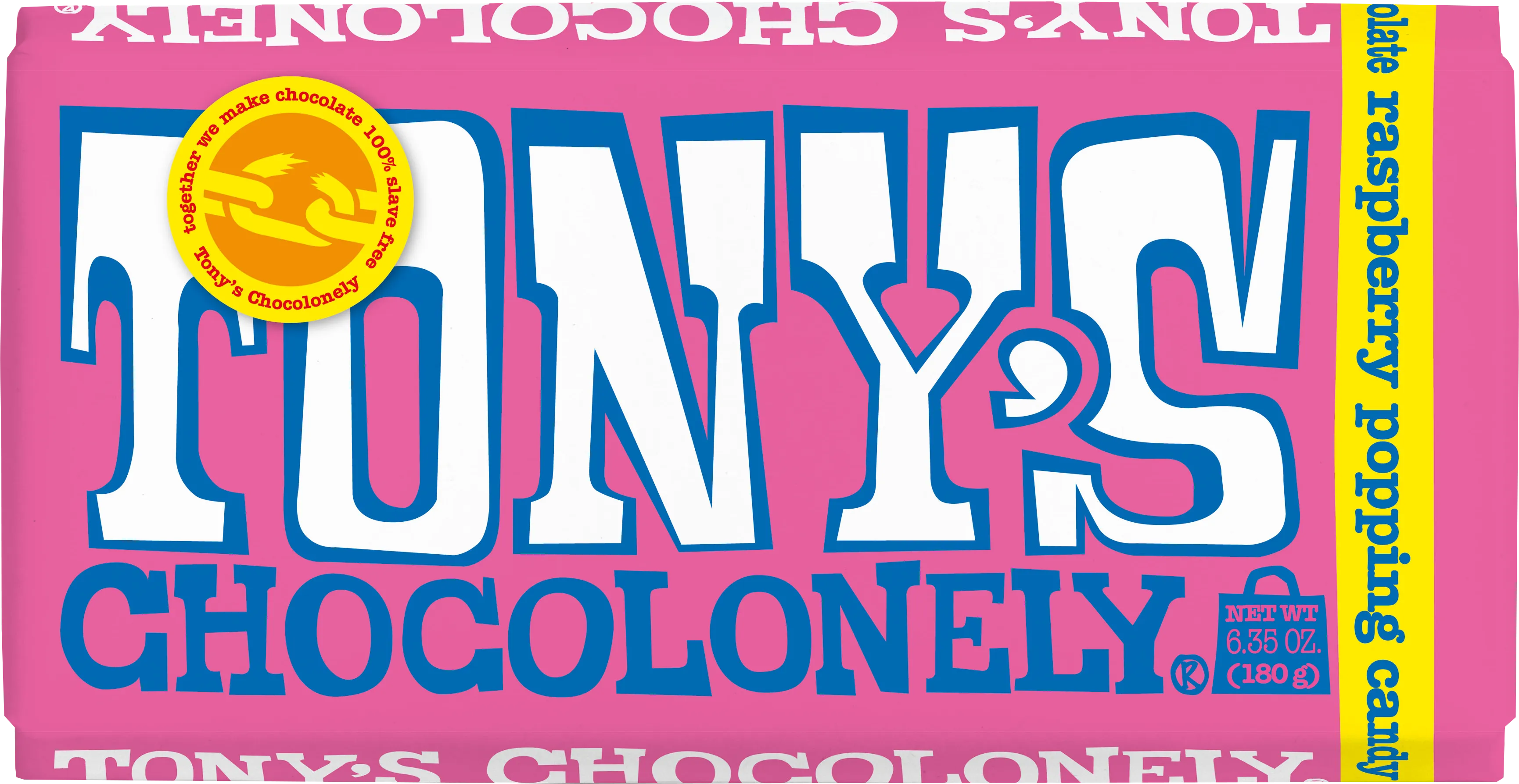 Tony's Chocolonely White Raspberry Popping Candy 28% 180g
