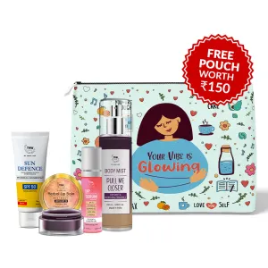 Travel Essential Kit (Sun defence SPF50, Herbal lip balm, Lip serum, Body mist pull me closer   Get a FREE Pouch)
