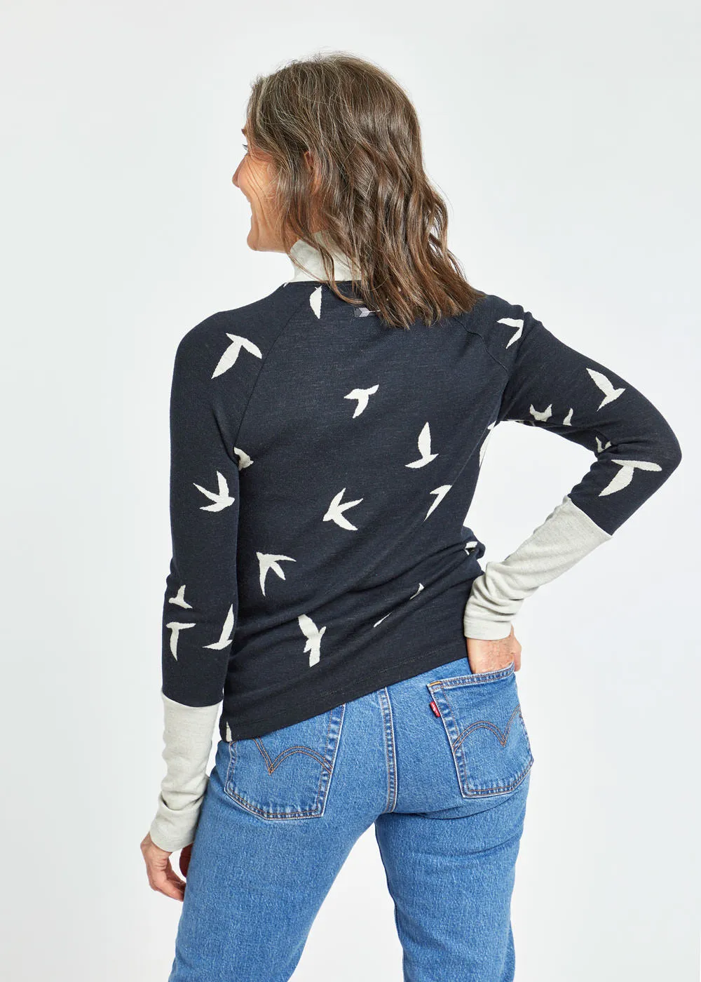 Wazzie Wool Jacquard Mock Neck Long Sleeve