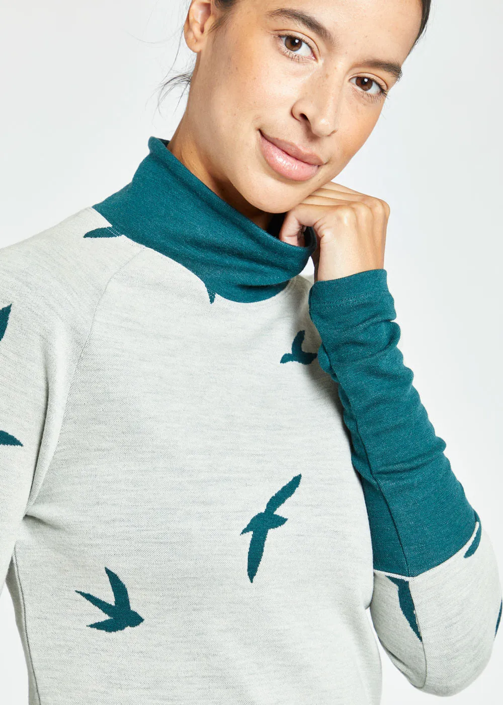 Wazzie Wool Jacquard Mock Neck Long Sleeve