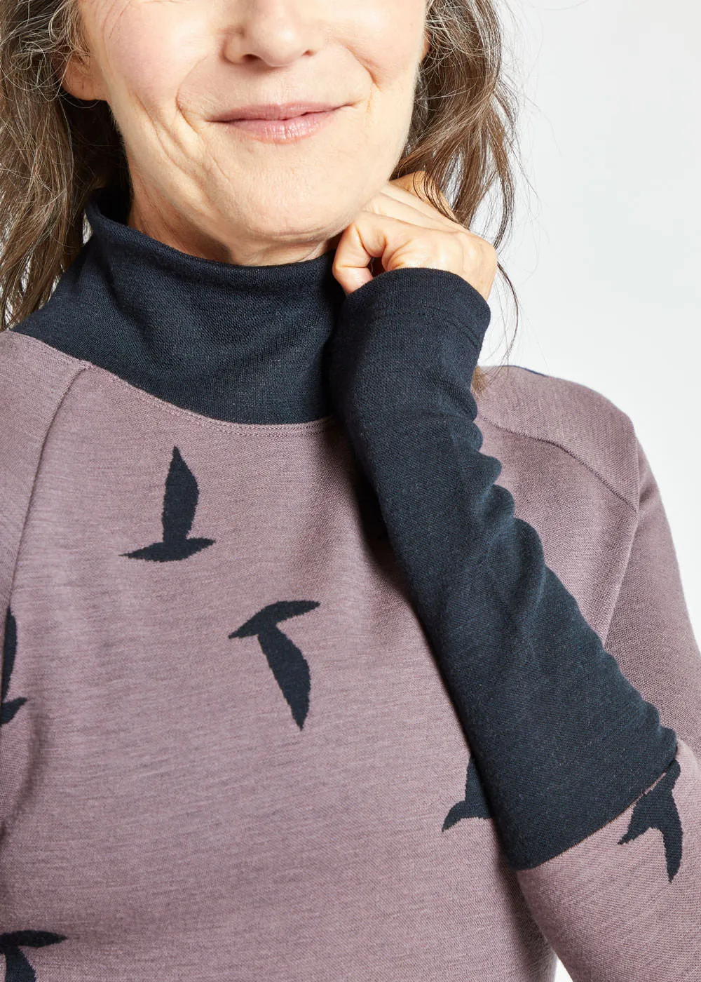 Wazzie Wool Jacquard Mock Neck Long Sleeve