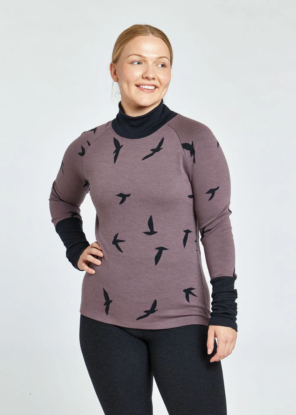 Wazzie Wool Jacquard Mock Neck Long Sleeve