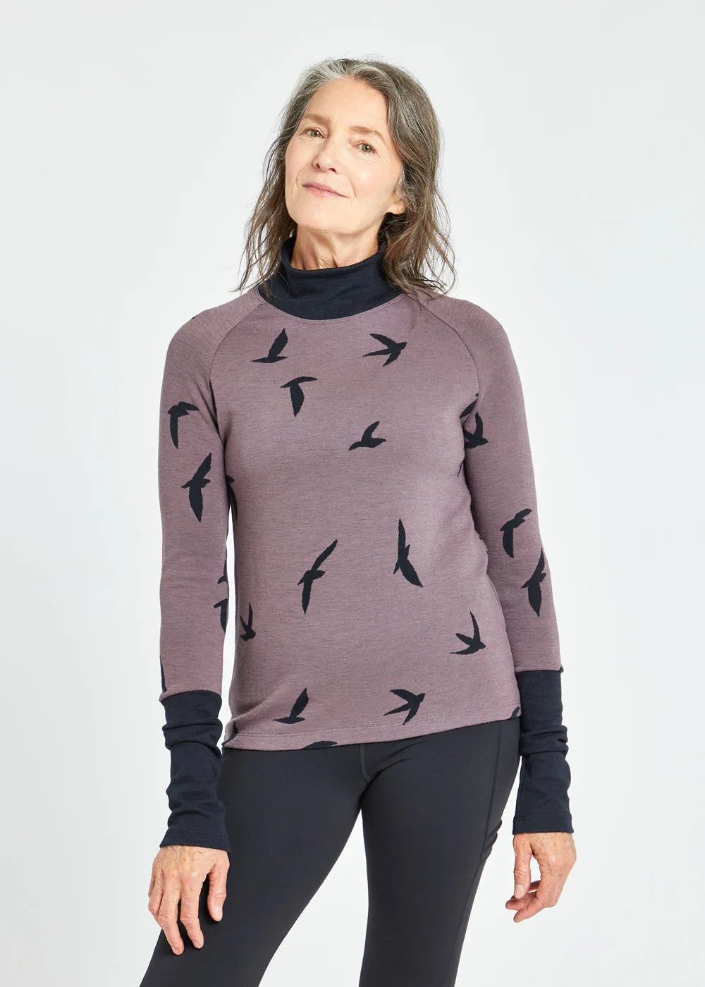Wazzie Wool Jacquard Mock Neck Long Sleeve