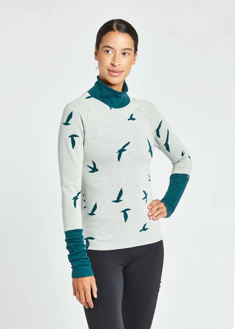 Wazzie Wool Jacquard Mock Neck Long Sleeve